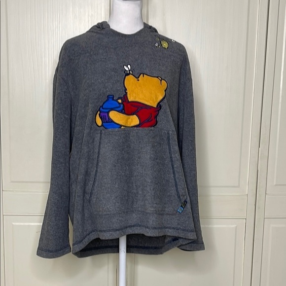 Vintage Disney Pooh Women’s Grey Fleece Hoodie 
Size S Oversized Winnie The Pooh - Picture 1 of 14